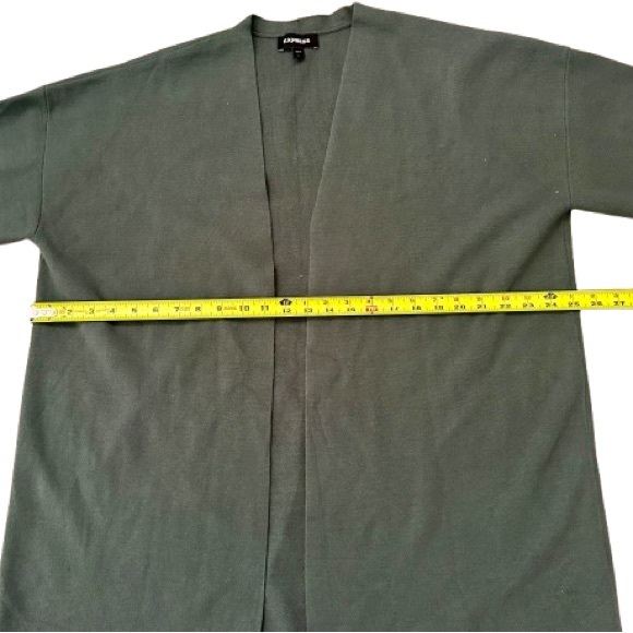 NWOT! Express Cozy Fall Winter Hunter Green Long Open Cardigan in Size Large - Picture 4 of 9